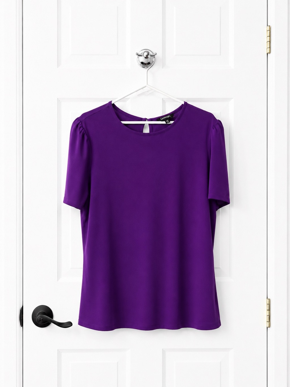 George Purple Short-Sleeve Round Neck Blouse
